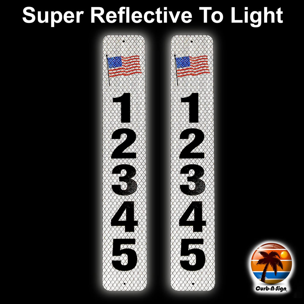 Military Vertical 2 Reflective Mailbox Address Numbers Plaques, Silk Screened, 3"x10", Pre-drilled, Made in USA (Army)
