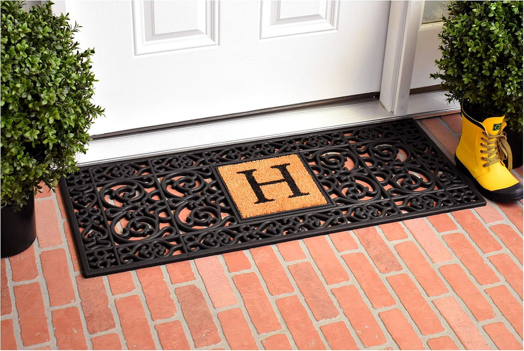 170011741H Rubber Monogram Doormat, 17" x 41" (Letter H)