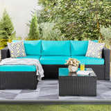 3 Pcs Patio Furniture Set,Outdoor Sectional Black Wicker Patio Conversation Set,All-Weather Rattan Patio Couch with