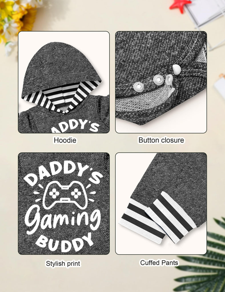Baby Boy Clothes Outfits Grey Hooded Bodysuit Set Fall Clothes Infant
