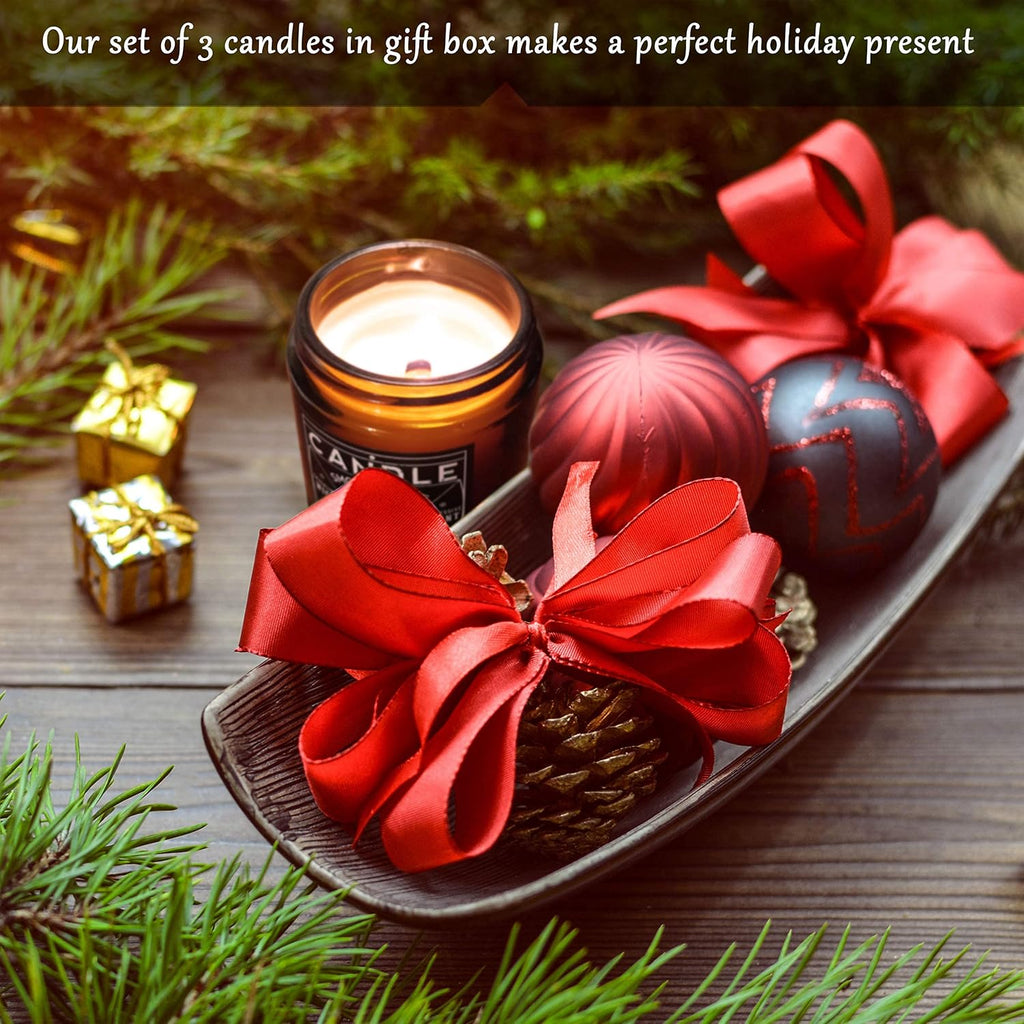 Scented Candle Gift Set with Crackling s 3, 4oz Candles, Misty Falls, Alpine Spruce, Spring Meadow - Set of 3