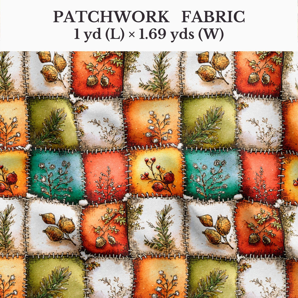 Autumn Forest Patchwork Cotton Fabric Panel - 61 × 36.6 Inches, 100% Cotton 140 GSM, Premium Turkish Printed Fabric