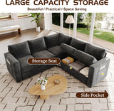 83.5" Sectional Sleeper Sofa with Pull Out Couch, Modern 5 Seat L Shaped Modular Couch