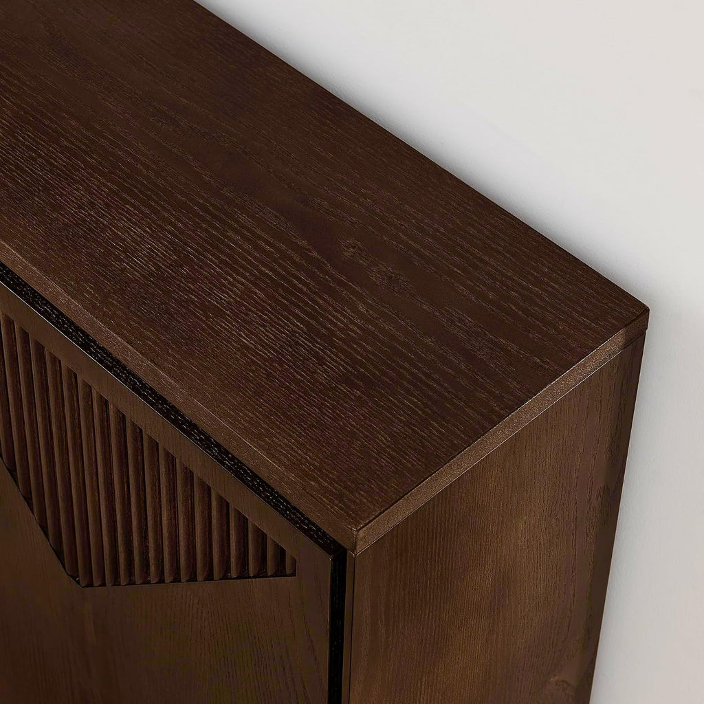 Narrow Sideboard Buffet Storage Cabinet with Solid Wood Doors | Mid Century Modern Accent Credenza Cabinet; Media