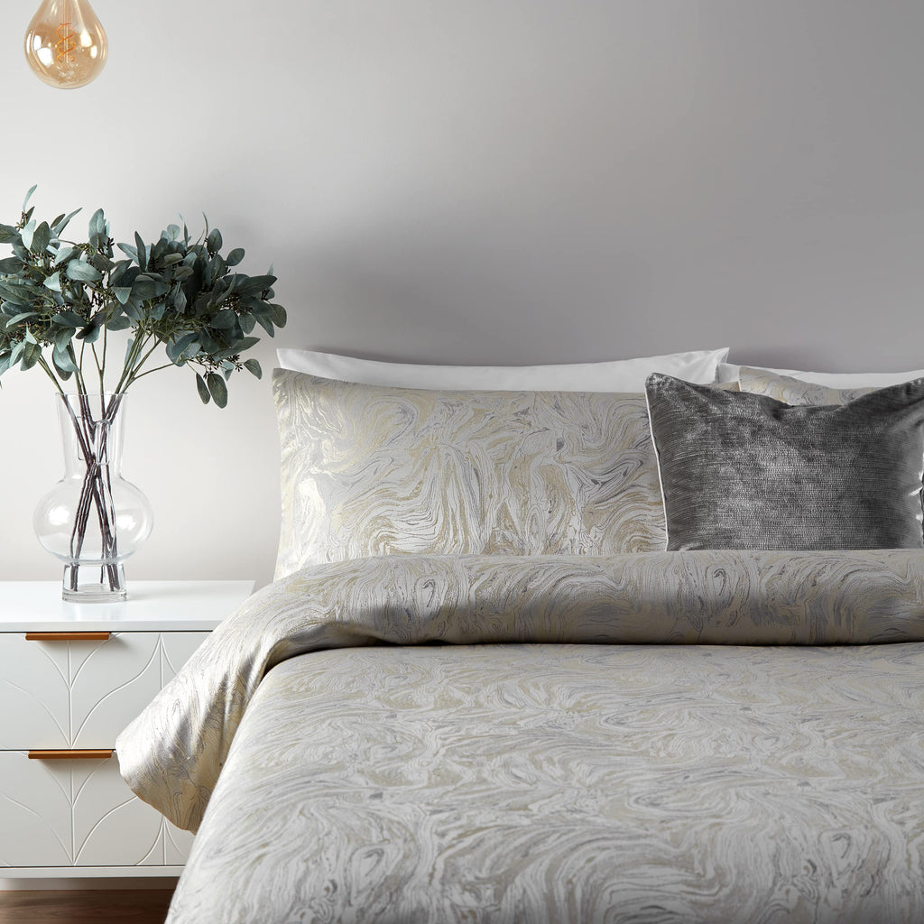 Jacquard Marble Duvet Set (Queen) (Oyster)