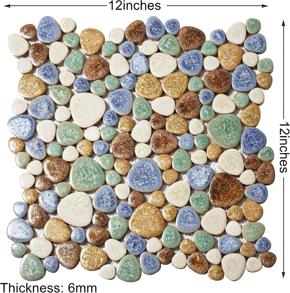 Matte Pebble for Shower Floor Mosaic Tile Wall Backsplash Floor Non Slip [5 Sheets]
