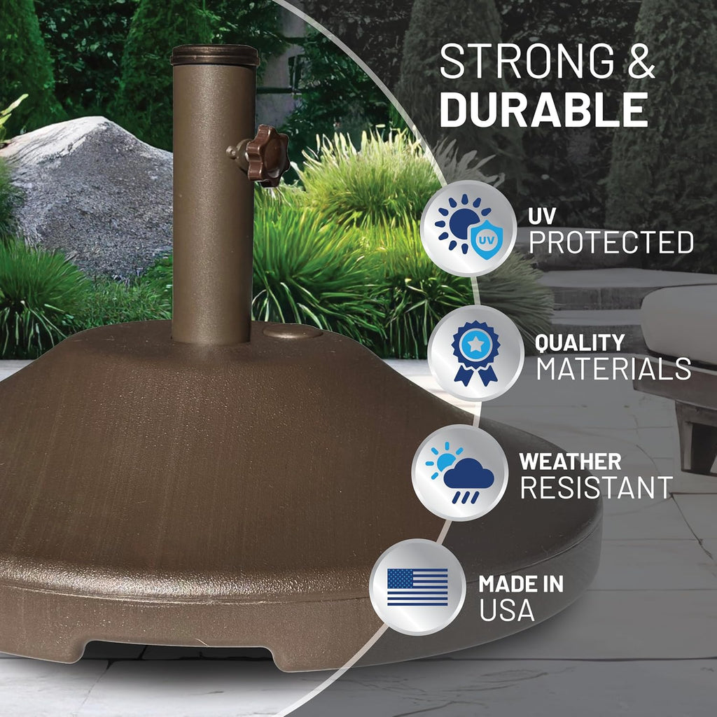 Fillable Round Umbrella Base - for Use with Patio Table - Heavy Duty Base- Made in the USA - QWDM