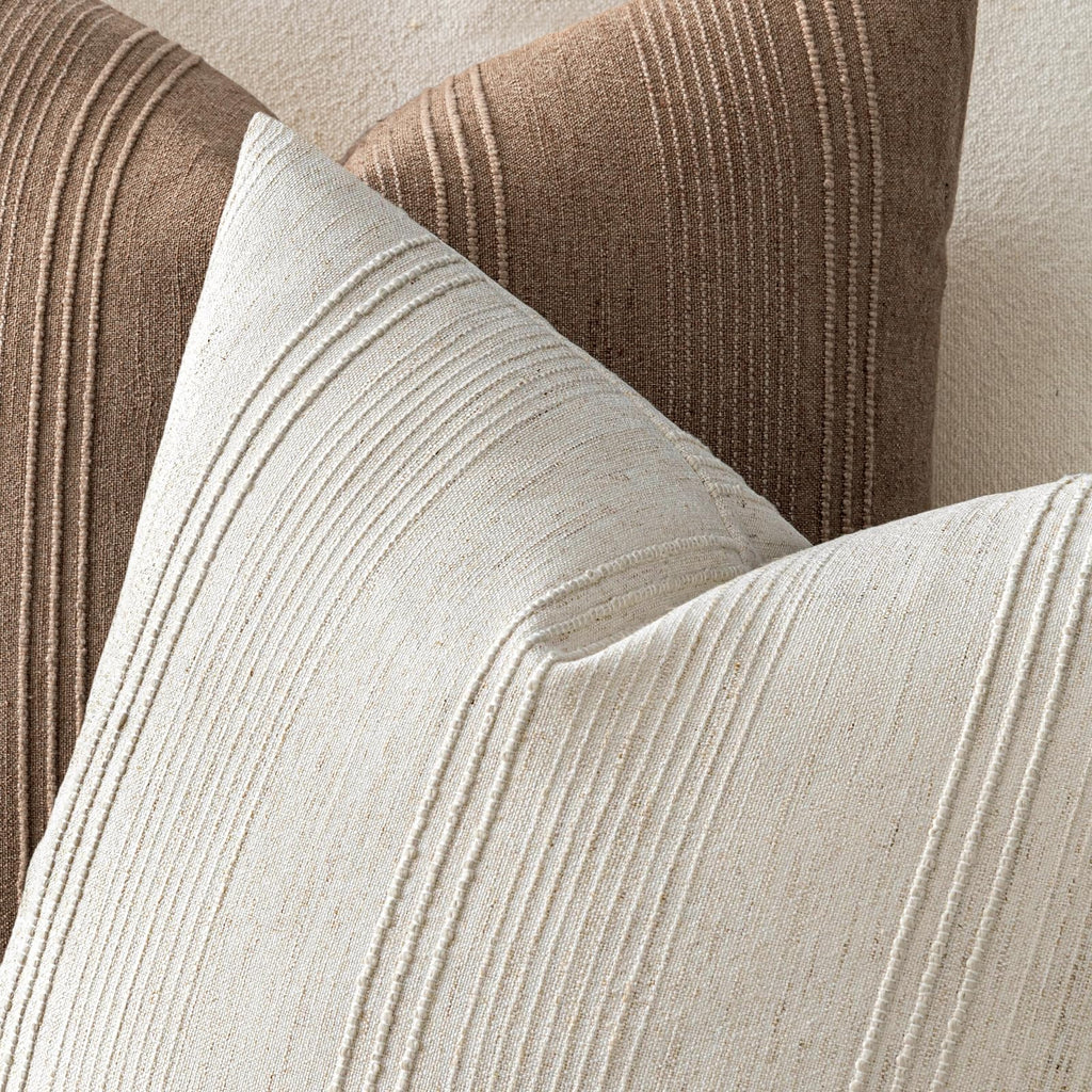 Decorative Striped Throw Pillow Covers 20x20 in Natural Beige 2 Pack