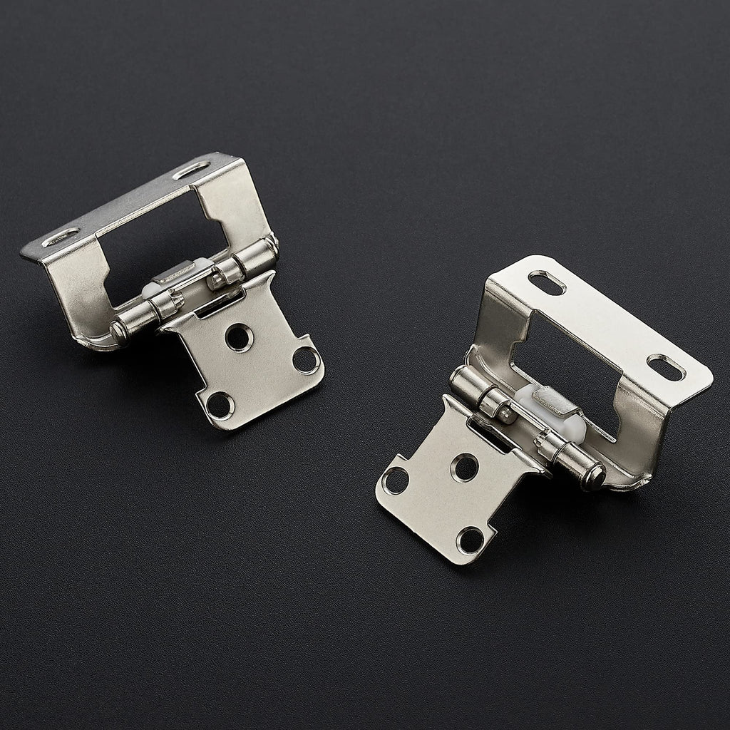 Satin Nickel Kitchen Cabinet Hinges, Semi Wrap 1/2" Overlay, 60 Pack