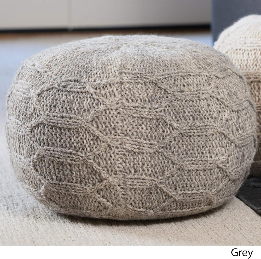 Malibu Fabric Pouf, Grey