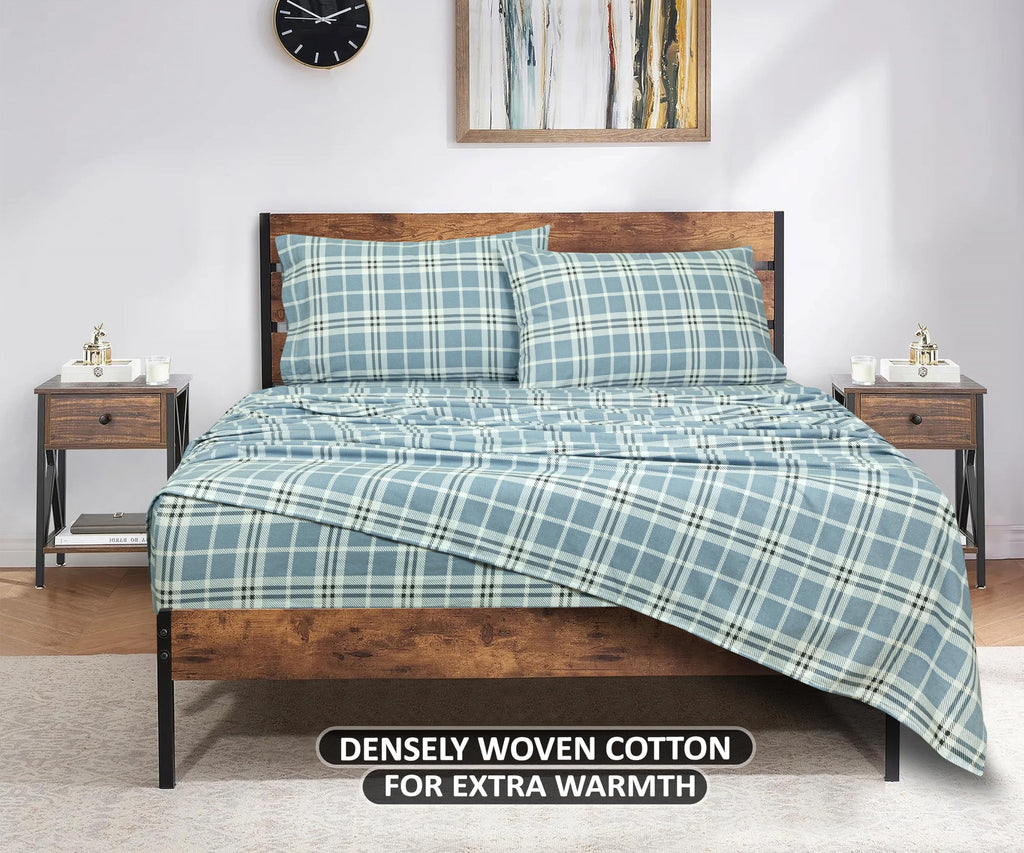 3 Piece 100% Cotton Flannel Sheets Twin Size Bed Set - Warm & Extra Soft - Deep Pockets, Breathable, All Seasons