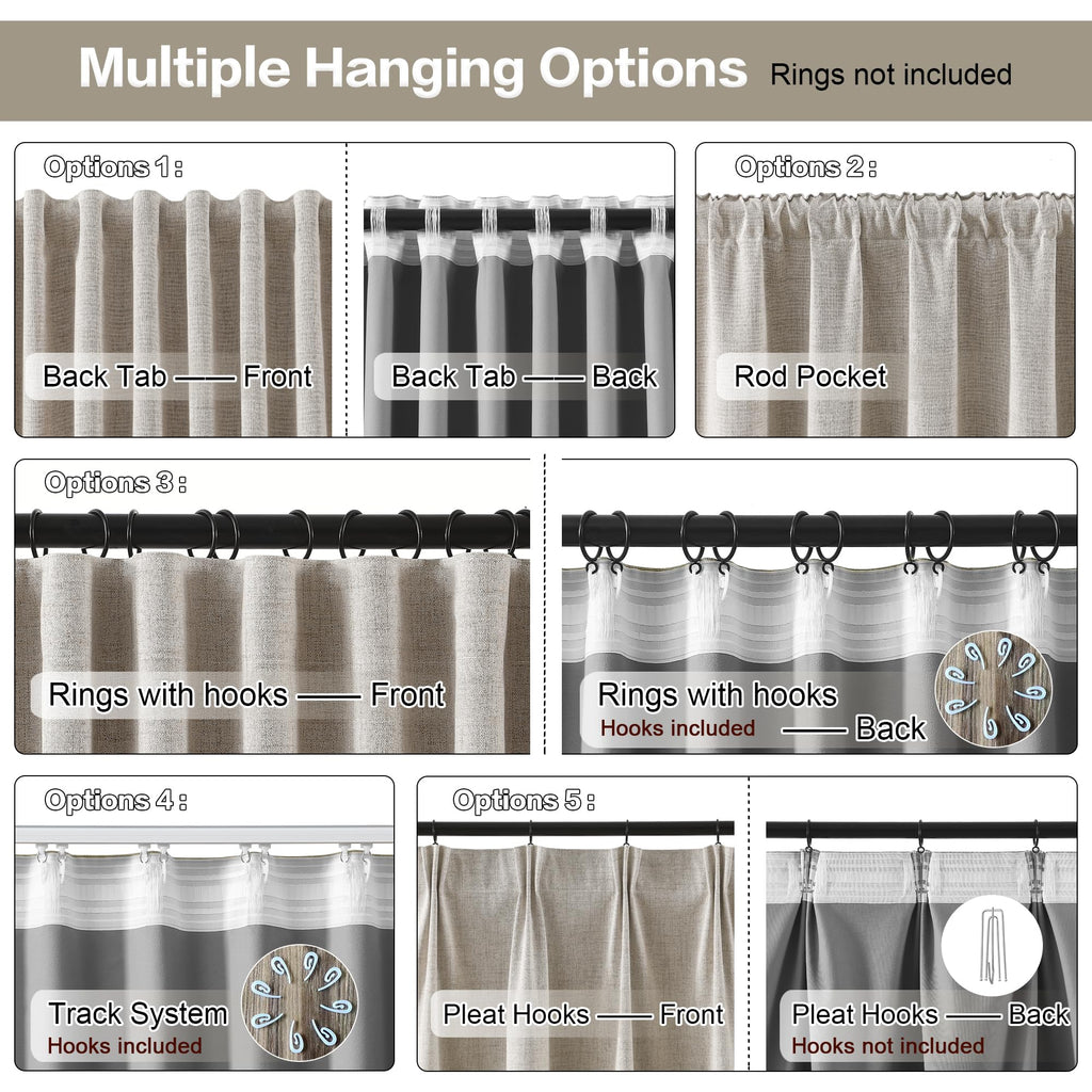 Extra Long Blackout Curtains 130 Inches Long, Custom Length High Ceiling Tall Draperies for Large Windows Living Room