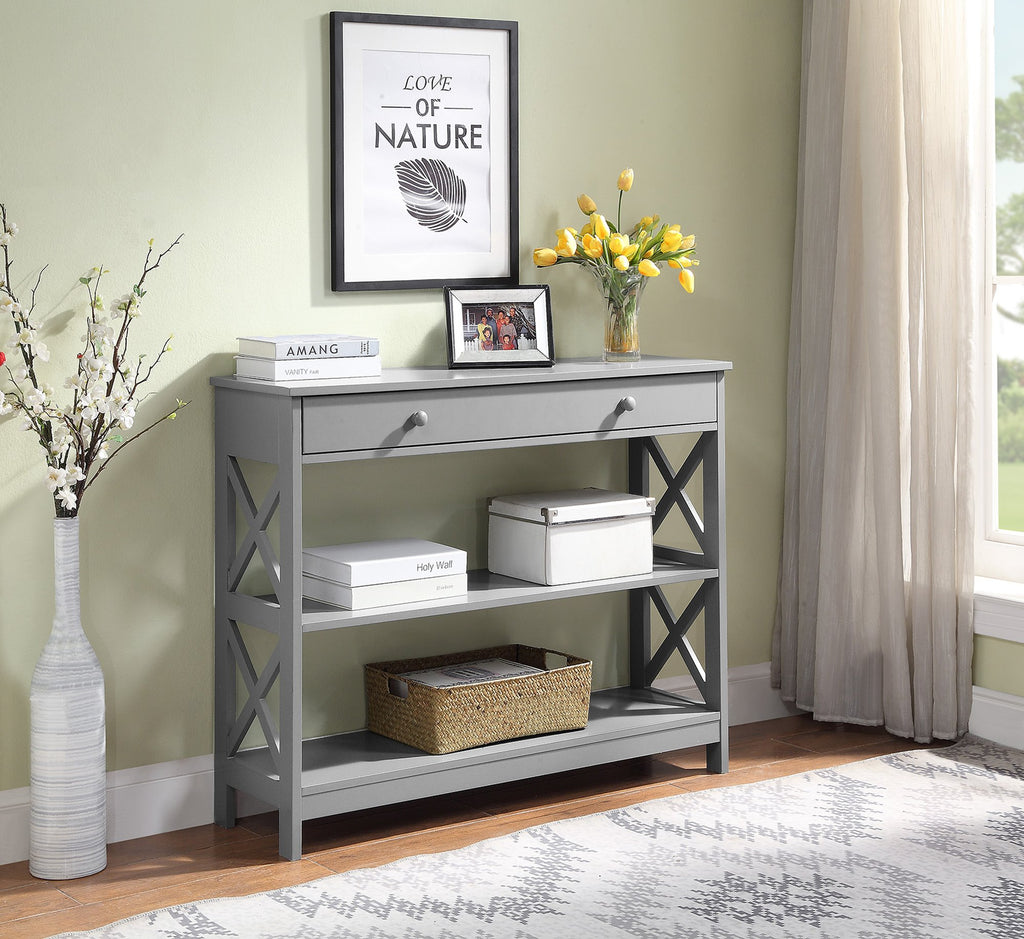 Oxford 1-Drawer Console Table 39.5" - Farmhouse Sofa Display with Storage Shelf For Living, Family, & Dining Room