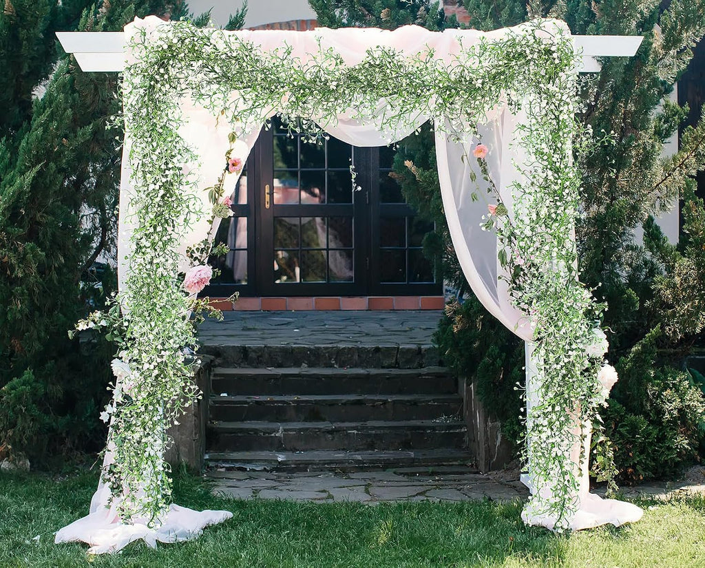 Artificial Wisteria Garlands 5.6Ft Plastic Hanging Vines White - Set of 2