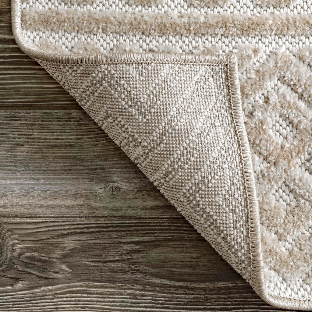 Kamryn Beige Geometric Power Loomed Indoor/Outdoor Area Rug