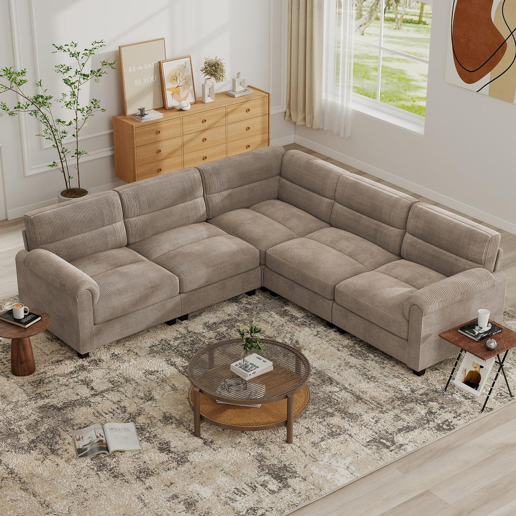 Modular Sectional couches, L Shaped Sofa, Brown