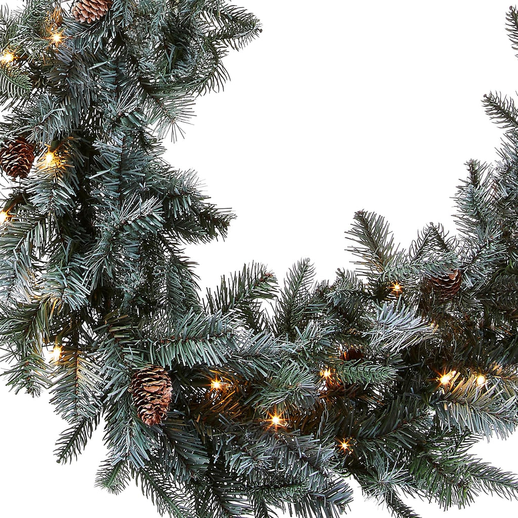 Tree Company 9ft Pre-Lit Arctic Spruce Christmas Garland | 50 Clear Lights, 350 Tips, Artificial Christmas Decoration