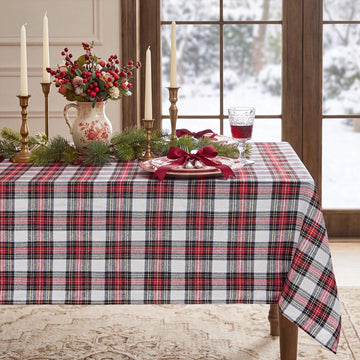 Christmas Checkered Tablecloth Rectangle, Red White, 60 x 102