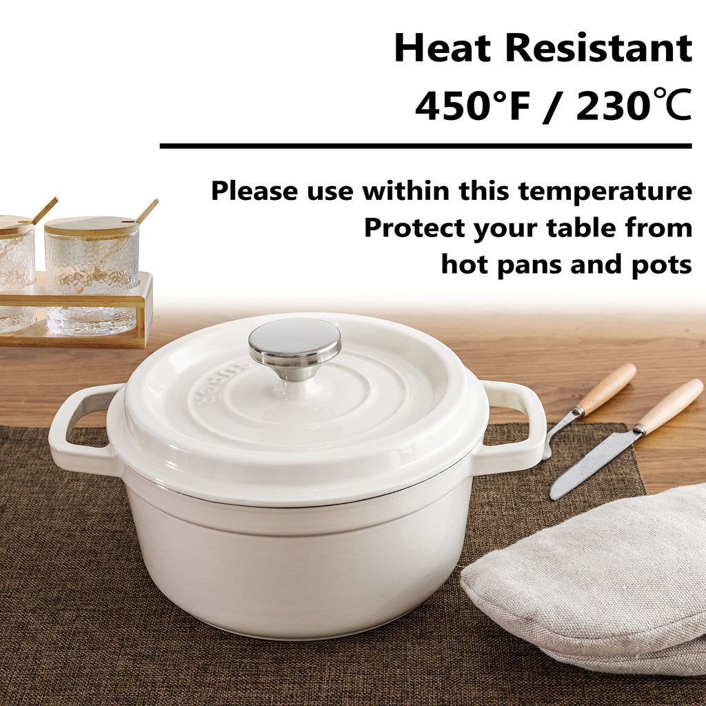 Cloth Placemats Set of 4 Heat Resistant Dining Table Place Mats Linen Kitchen Table Mats, Brown