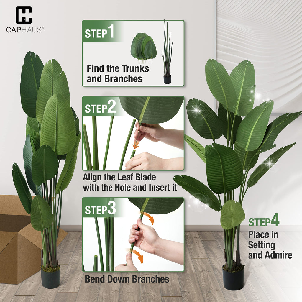 5FT Artificial Bird of Paradise Plant, UV Resistant Faux Tree with Dried Moss, Fake Indoor Outdoor Floor Plant &