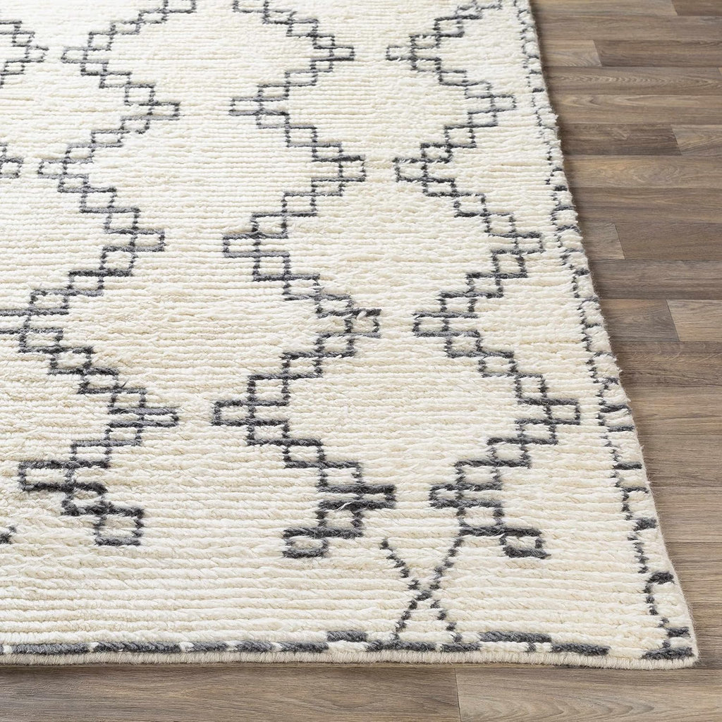 BON2301 Beni Ourain Bohemian, Transitional Area Rug - Ivory, Charcoal