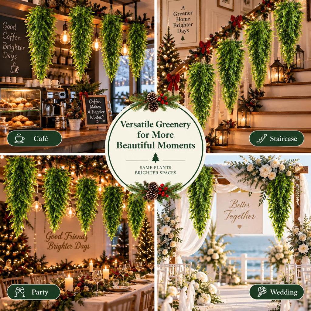 12 Pcs Artificial Hanging Greenery Plants, Bamboo