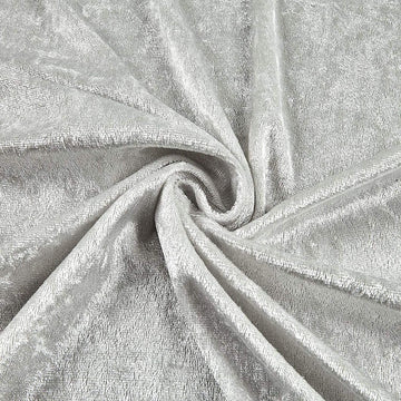 60" Wide - 100% Polyester Panne Velvet - Perfect for backdrops, Clothing, Home Furnishing and Many More. (Silver, 1