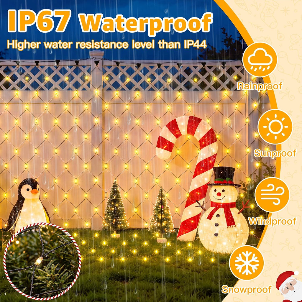Christmas Net Lights Outdoor 360 LED, IP67, 10x5ft, Warm White