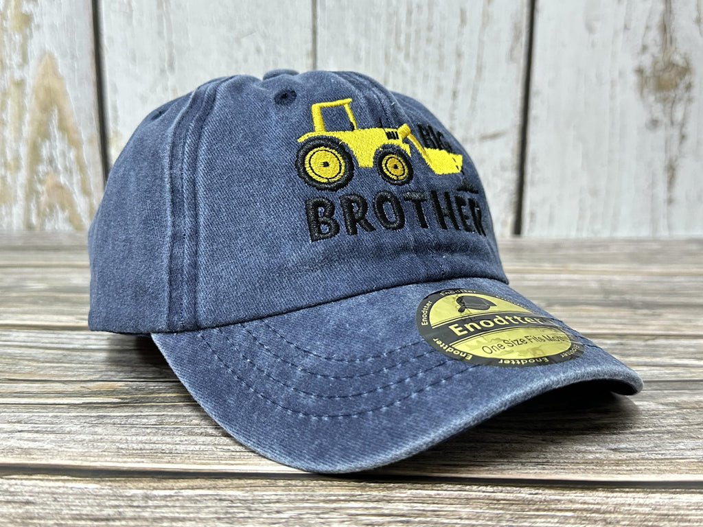 Big Brother and Excavator Embroidered Baseball Cap Gift for Boy