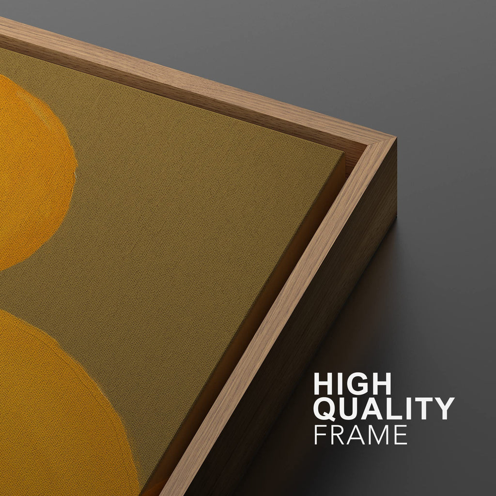 Framed Canvas Print Wall Art Geometric Mid-Century Yellow Polygon Abstract Shapes Illustrations Minimalism Decorative