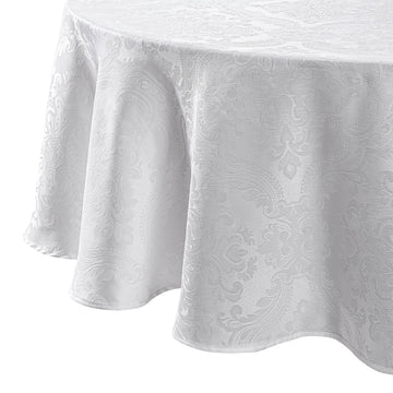 Caiden Elegance Damask Tablecloth, White - 70" W x 70" L Round
