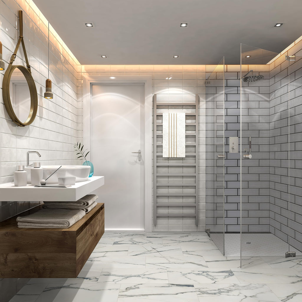 Beveled Glass Subway Tile | Ice Bevel | 4" x 12"