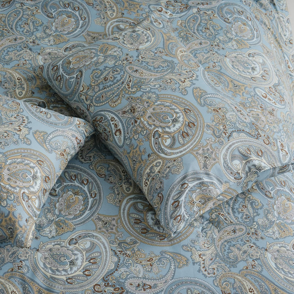 Blue Paisley Comforter Set Queen, 100% Cotton Boho Paisley Pattern Comforter Set 3 Pcs Soft Cotton Lightweight