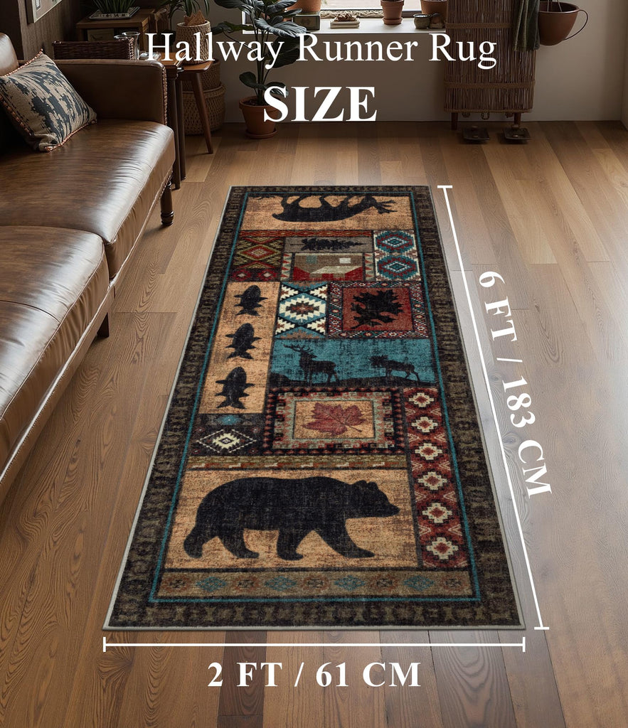 Washable Rustic Cabin Runner Rug Hallway