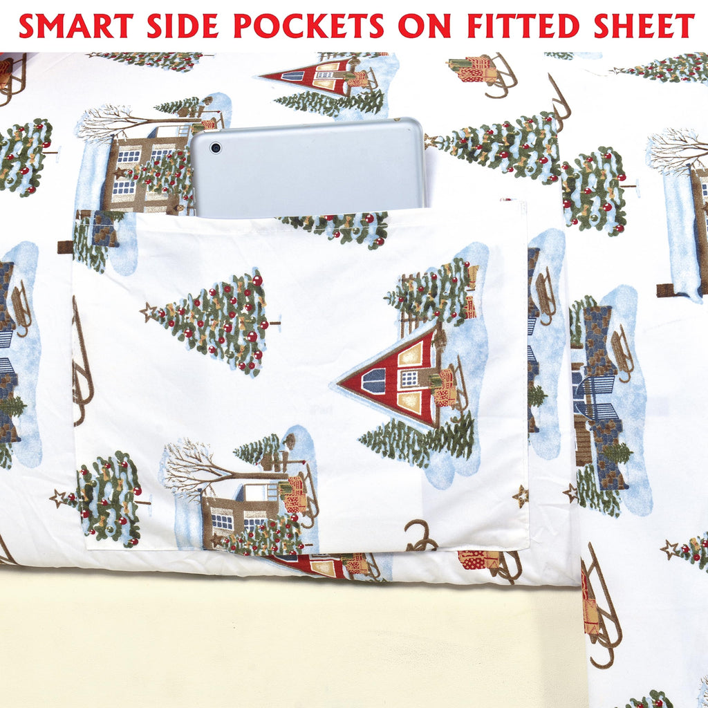 Luxury Soft Bed Sheets Holiday Pattern 1500 Thread Count Egyptian Quality Microfiber-Softness Wrinkle and Fade