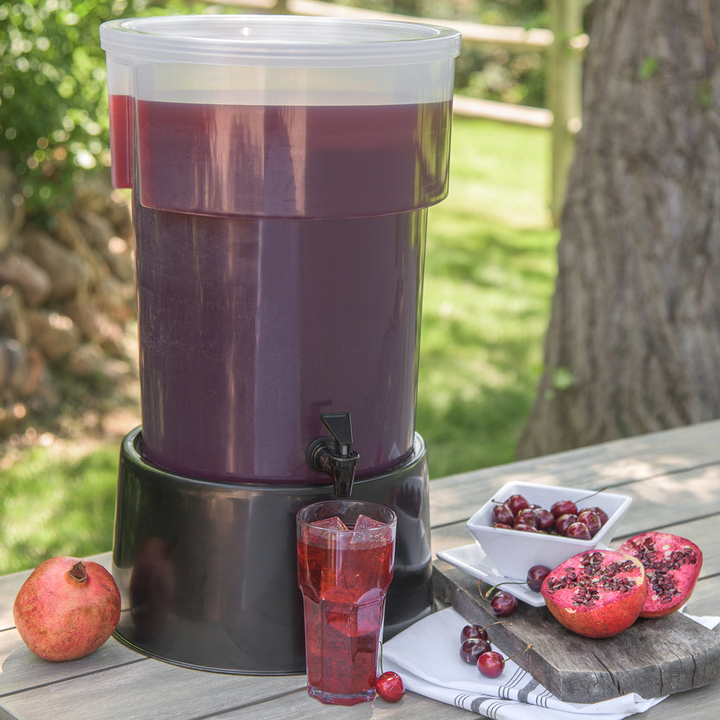 Round Beverage Dispenser, Durable Drink Dispenser with Spigot and Sturdy Base for Catering, Events, and Parties