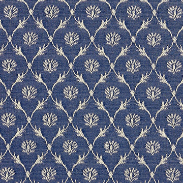 Navy Blue Floral Trellis Woven Upholstery Fabric by The Yard - SKU: Holmes Wedgewood