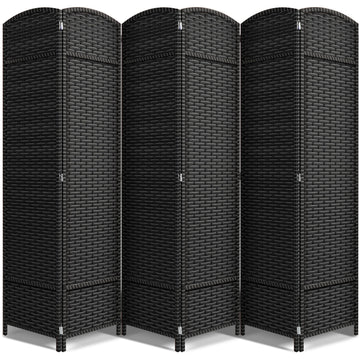 Foldable Room Divider, Mesh Privacy Screen (6 Panel, Grey White)