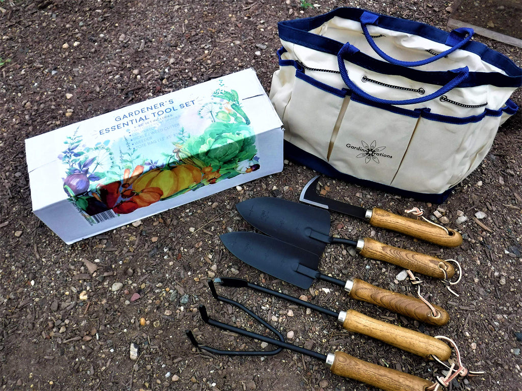 Gardener's Essential Tool Set, Garden Tote, Farmhouse Garden Tools, Garden Bag, Gift for Gardeners