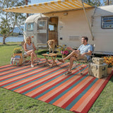 Outdoor Waterproof Patio Rug 8x10 Plastic Straw Reversible Outside Orange Red Colorful Striped Carpe