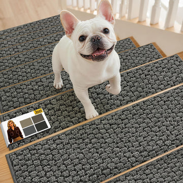 Stair Treads for Wooden Steps Indoor, 14 Pack, 9" x 28", Light Grey