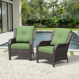 Joyside Patio Chairs Set of 2, Wicker Patio Furniture with High Back, Deep Seating, Wide Armrest, Thickened Cushions