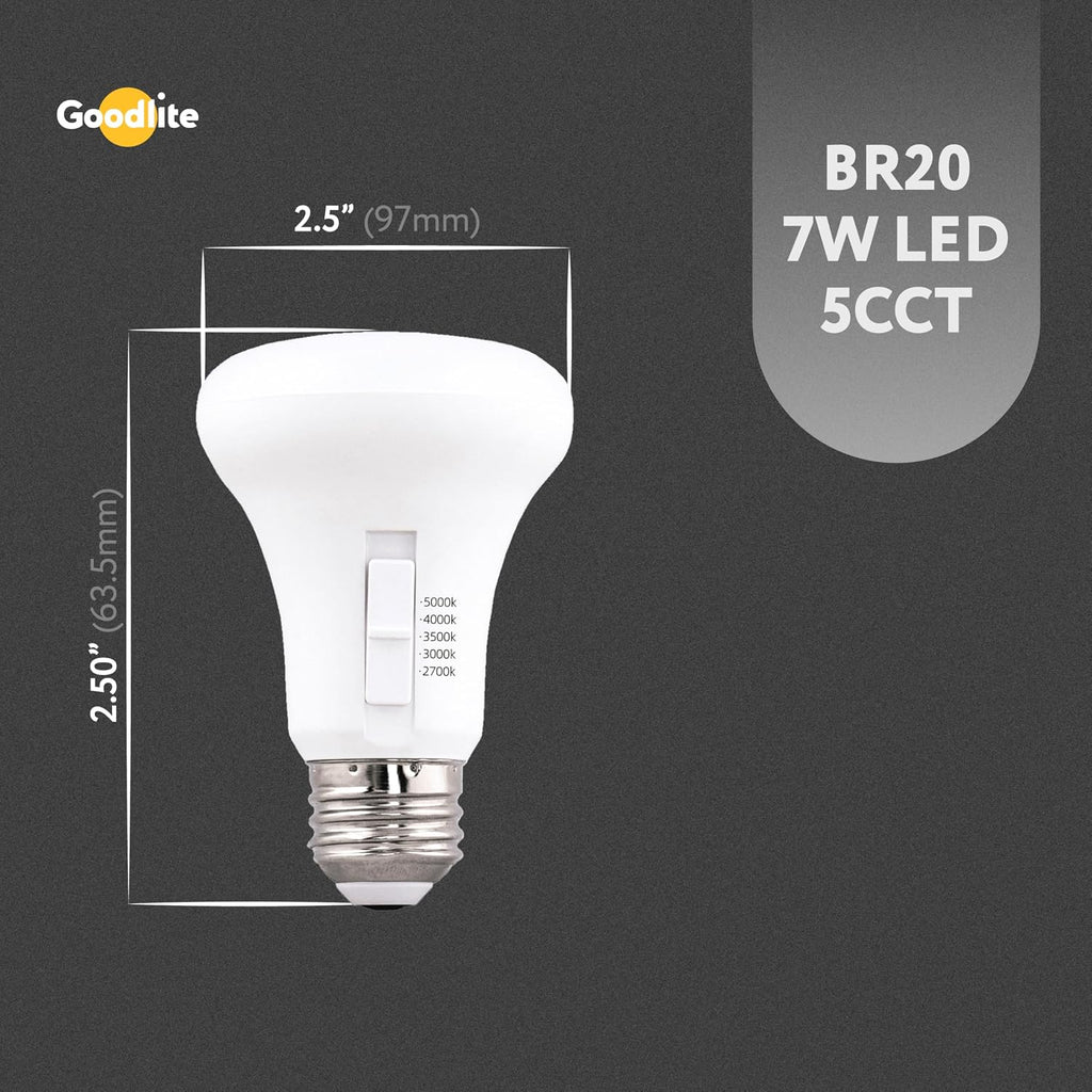 BR20 LED Spot Light Bulb, 5 Color Selectable 2700K-3000K-3500K-4100K-5000K, 550 Lumens, 7 Watt (50 Watt Equivalent)