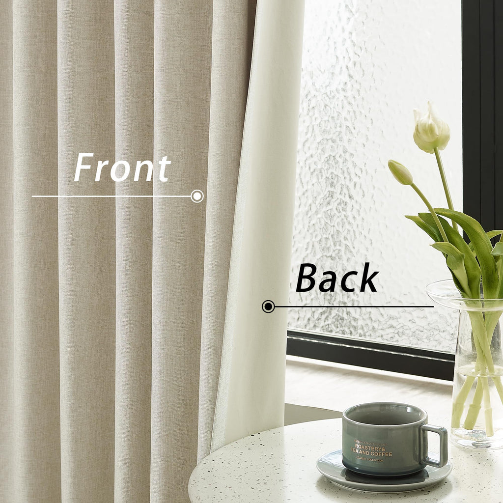 96 Inch Long Blackout Curtains - Extra Wide Thermal Insulated Sun Block Out Bedroom Linen Curtains 8 ft Window