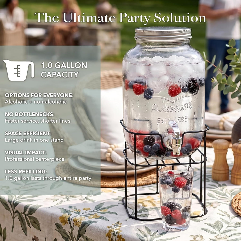 Sun Tea Mini Mason Jar with Lid, Glassware For Water, Juice, Beer, Wine, Liquor, Kombucha Iced Punch & Cold Drinks