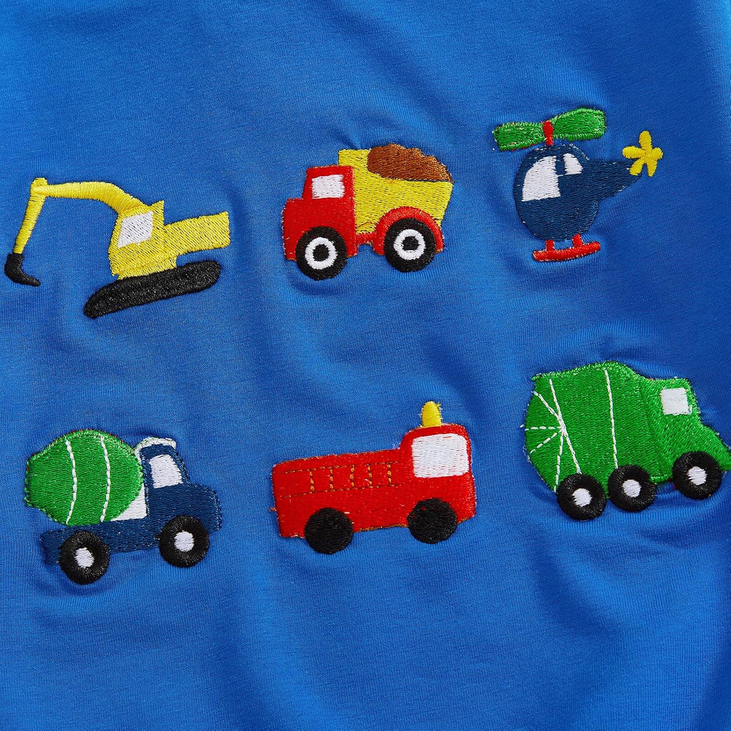 Toddler Baby Boy Clothes Embroidery Trucks Sweatshirt Pants Set