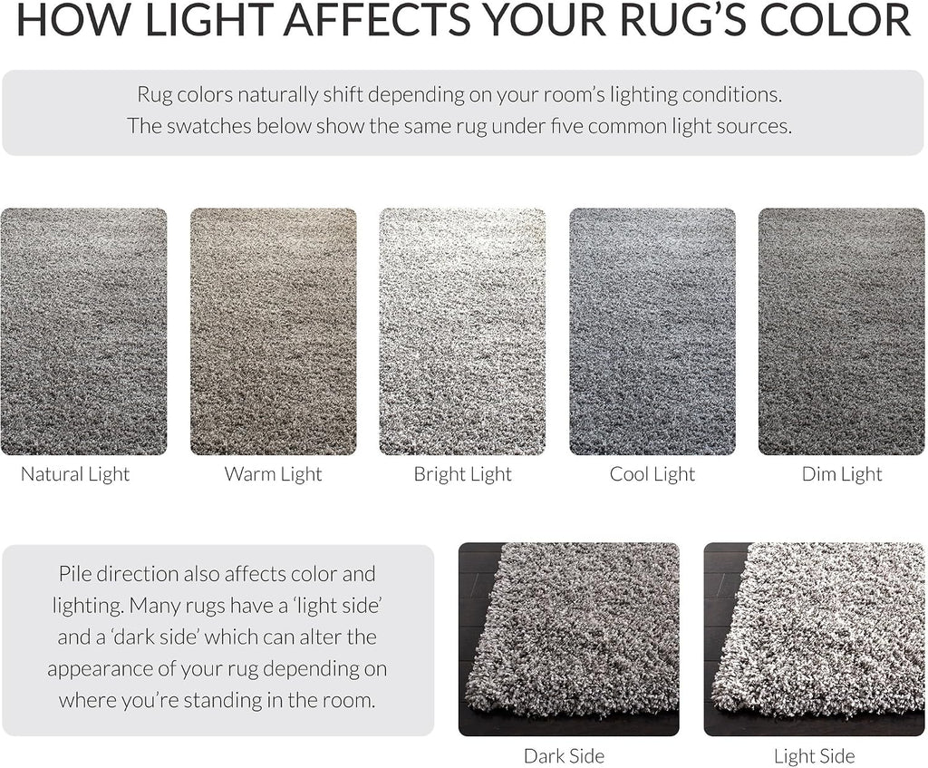 California Shag Collection Area Rug - 5'3" Square, Silver, Non-Shedding & Easy to Clean, Ultra Plush Thick Pile