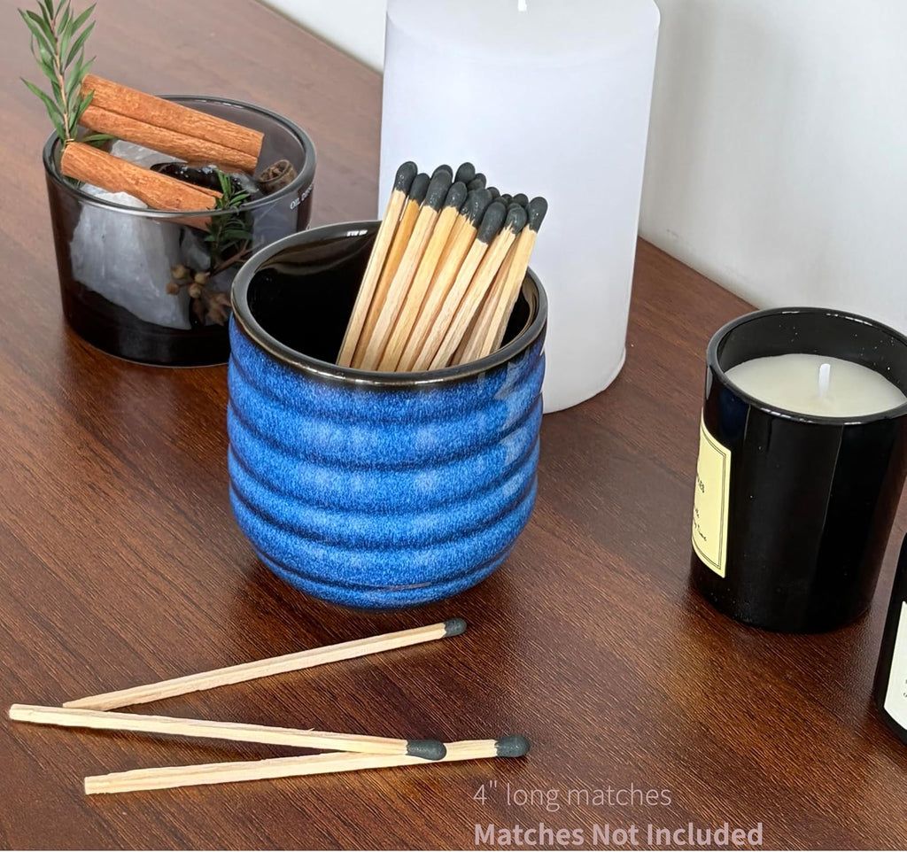 Long Match Holder with Striker for 3" 4" 5" Matches (1, Blue)