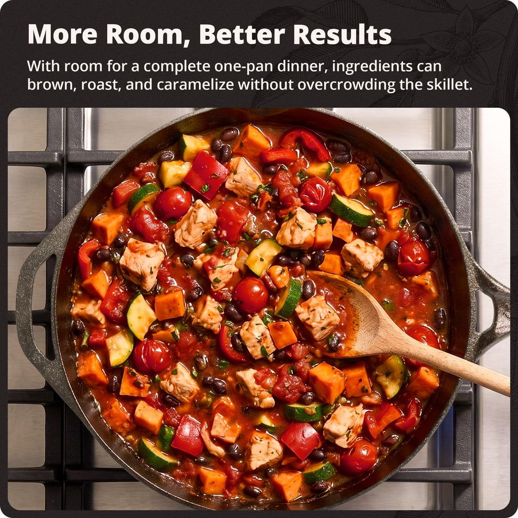 12" Cast Iron Skillet, Smooth Surface, Nonstick-Like Release