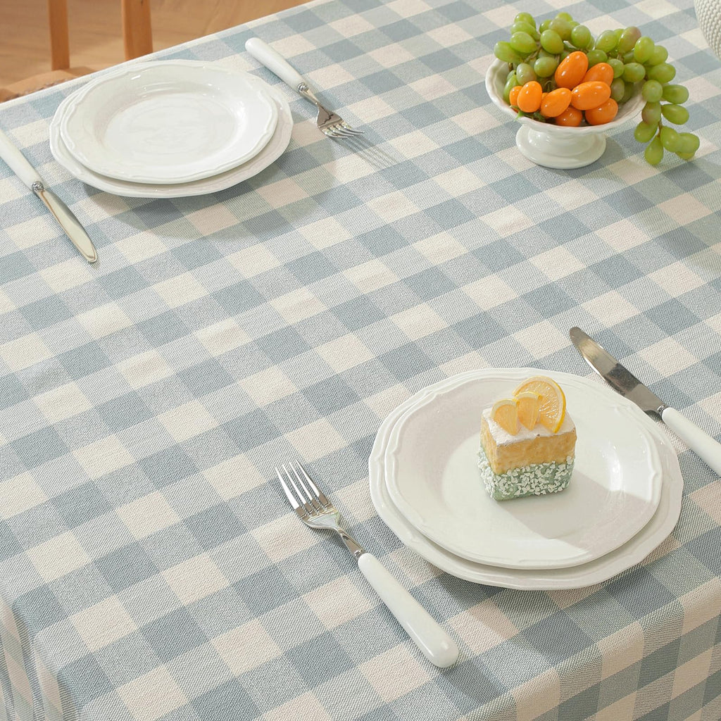 Checkered Tablecloth Square, Buffalo Plaid Table Cloth Washable Wrinkle Free, Cotton Linen Gingham Table Cover for